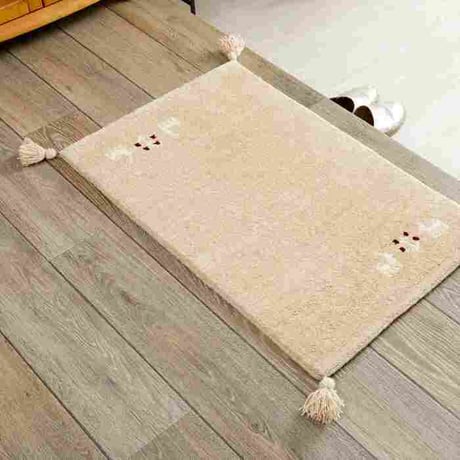 玄関マット 室内 50x80cm ミニラグ ホノカ 6色対応 玄関 ラグ おしゃれ 屋内 ウール100％ ラグマット ウールラグ 長方形 ギャッベ 手織り 防炎 オールシーズン シンプル 50×80
