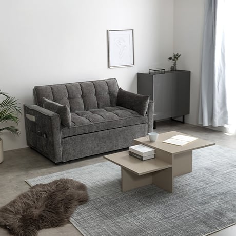 3WAYリクライニングソファベッド 幅135cm×奥行87cm×高さ77cm(座面高:44cm) 省スペース コンパクト 天然木 スチール ポリエステル ウレタンフォーム Sバネ 組立品 省スペースと