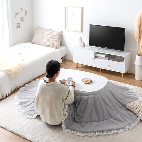 こたつテーブル 楕円 こたつ テーブル 炬燵 机 コタツ 電気こたつ 省スペース コンパクト ロー センター 木目調 大理石柄 薄型ヒーター 90cm×60cm リビング ダイニング 一人暮らし ワ