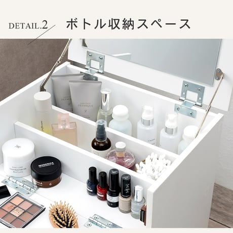 トコスメワゴン キャスター付き 好評 鏡台 コンパクト RUD-1830 ドレッサー 一面鏡 1面ドレッサー サイドテーブル 化粧台 ワイドミラー 大容量 引き出し 2段 おしゃれ