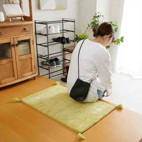 玄関マット 室内 50x80cm ミニラグ ホノカ 6色対応 玄関 ラグ おしゃれ 屋内 ウール100％ ラグマット ウールラグ 長方形 ギャッベ 手織り 防炎 オールシーズン シンプル  50×8