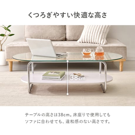 ガラステーブル 透明 センターテーブル ローテーブル リビングテーブル コーヒーテーブル カフェテーブル 棚付き 収納 幅60cm 正方形 60×60 強化ガラス スチール 脚 アジャスター付き 北