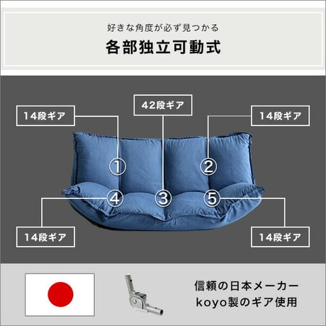 デニム調マルチソファ 2Way ソファスタイル、ベッドスタイル Belov-ベロフ-