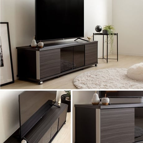 テレビ台 ローボード 60インチ 60型 対応 幅140cm キャスター付き テレビボード TV台 TVボード ロータイプ コーナー ガラス扉 スモーク 木製 大容量 収納 おしゃれ 北欧 モダン