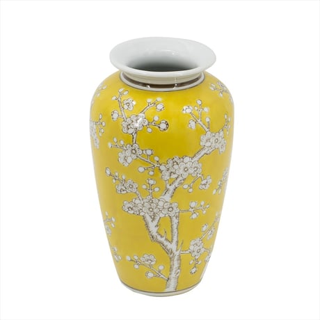 シノワズリ・花瓶・磁器・縦型 イエロー