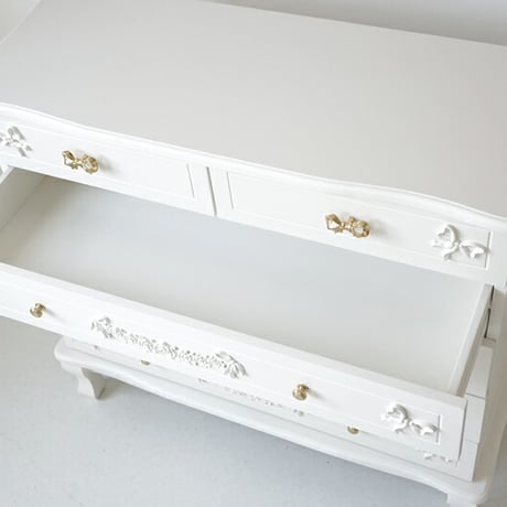 チェスト 完成品 アンティーク 調 5段 プリンセス ロココ 調 ワイドチェスト おしゃれ 輸入家具 ヨーロピアン家具 フレンチスタイル 収納家具 姫系家具 一人暮らし リボン 彫刻 たんす おしゃ