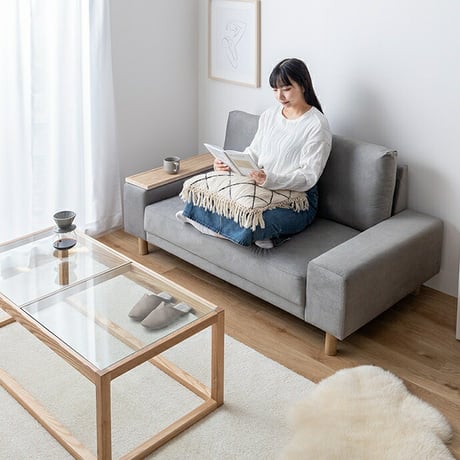 ソファ ソファー ベッド ローバック フロア 2人掛け 二人用 サイドテーブル付き 撥水加工 一人暮らし 低い 北欧 リビング 2P 棚付 幅152 2WAY 左右入れ替え お手入