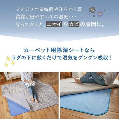 除湿機能付き シリカゲル すべり止めシート ブルー 除湿 抗菌 カビ 洗濯機OK 消臭 すべり止め HOT対応 ハサミで切れるフリーカットタイプ 洗濯機洗いも可能 120x170cm