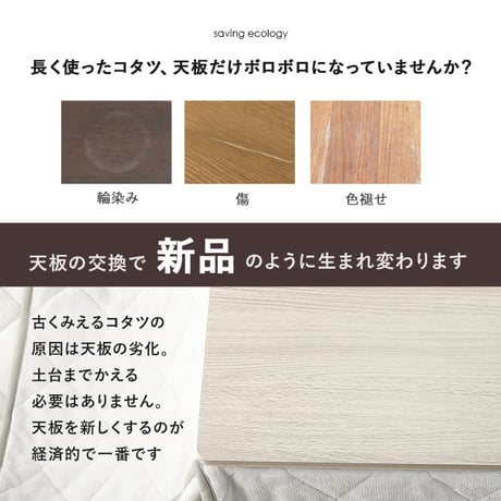コタツ天板 KT-508-105 こたつ 天板 80cm 長方形 天板単品 コタツ天板 リバーシブル ブラウン グレイッシュホワイト 木製 表裏 おしゃれ 木目調 交換用天板 敬老