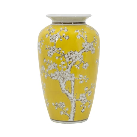 シノワズリ・花瓶・磁器・縦型 イエロー