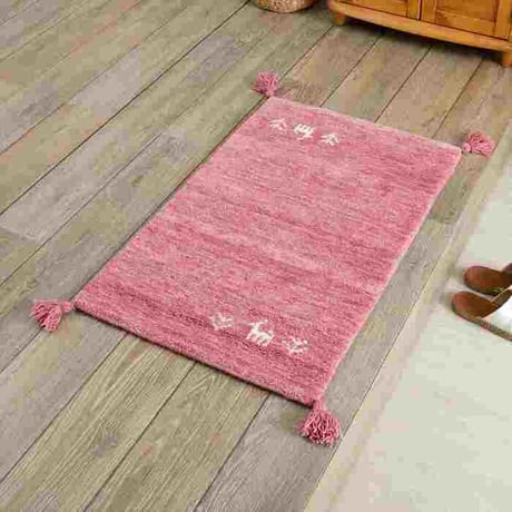 玄関マット 室内 50x80cm ミニラグ ホノカ 6色対応 玄関 ラグ おしゃれ 屋内 ウール100％ ラグマット ウールラグ 長方形 ギャッベ 手織り 防炎 オールシーズン シンプル  50×8