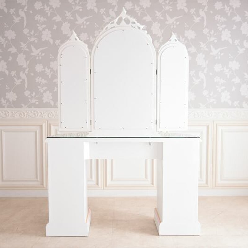 k411r120 イタリア製 ロココ調ドレッサー・チェアセット 姫系 白家具 k411r120 イタリア製 ロココ調ドレッサー・チェアセット 姫系 白