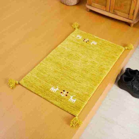 玄関マット 室内 50x80cm ミニラグ ホノカ 6色対応 玄関 ラグ おしゃれ 屋内 ウール100％ ラグマット ウールラグ 長方形 ギャッベ 手織り 防炎 オールシーズン シンプル 50×80