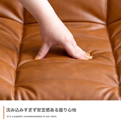 PVCレザーソファ ブラウン 幅76cm クロスステッチ レザー調張地 厚みのあるフォルム ハンク 北欧風 存在感抜群 個性的 シンプルなフォルム ヴィンテージモダン かっこいい