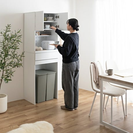 レンジ台 ゴミ箱上ラック レンジボード キッチン収納 スライドトレー 2段 2口コンセント 可動棚 引き出し 食器棚 収納 スパイスラック 家電 スリム コンパクト 省スペース 幅