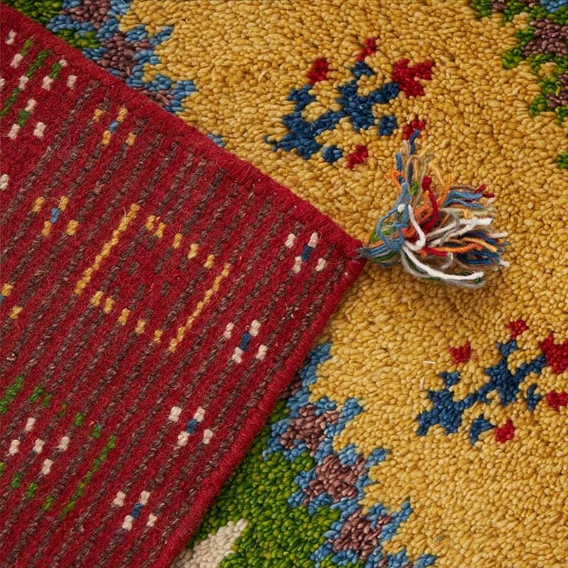 ギャッベ インド製 リビングサイズ 手織り 天然 ウール100% 長方形