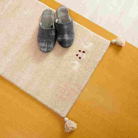 玄関マット 室内 50x80cm ミニラグ ホノカ 6色対応 玄関 ラグ おしゃれ 屋内 ウール100％ ラグマット ウールラグ 長方形 ギャッベ 手織り 防炎 オールシーズン シンプル 50×80