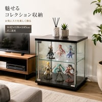 不二貿易 ガラス コレクションケース 4段 ブラック 扉付き 透明 強化ガラス棚 高さ45cm 幅42.5cm 奥行き36.5cm 耐荷重5kg 推し活コレクション収納
