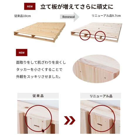 ステージすのこベッド 宮付 コンセント付 高さ調整可 シングル セミダブル ダブル ベッド オイル塗装 丸脚 ベッド下収納 通気性 簡単組立 すのこベッド ベット ベッドフレーム スノコ シンプル