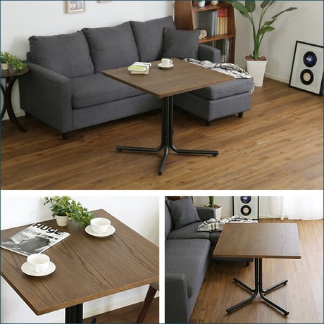 天然木 カフェテーブル テーブル 単品 1辺75cm 正方形 幅75 ×奥行75 × 高さ67cm コーヒーテーブル リビングテーブル カフェスタイル ソファーテーブル 薄型天板