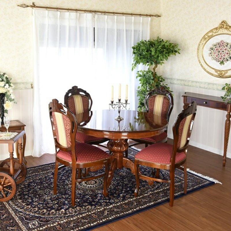 イタリア家具 アンティーク調 猫脚 ダイニングテーブルセット 4人掛け