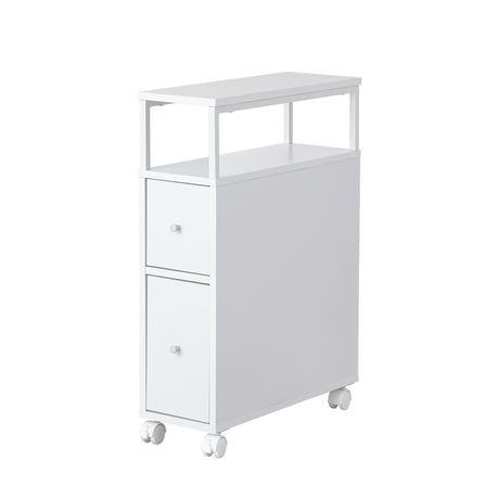 トイレラック スリム 幅19.2cm キャスター付き 引き出し トイレットペーパー 掃除道具収納 WJ-2400