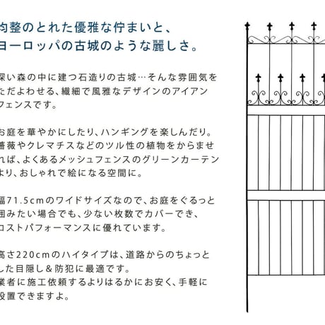 オールドシャトーフェンス220 ハイタイプ 4枚組 フェンス アイアン ガーデンフェンス ガーデニング 枠 柵 仕切り 目隠し 境目 クラシカル アンティーク トレリス