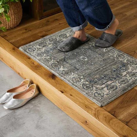 玄関 屋内 屋外 輸 入 ネカル アイボリー 約50×80cm 長方形 トルコ製 ウィルトン織り 民族調 エスニック モダン シンプル オールシーズン 丈夫 50×80cm バルク
