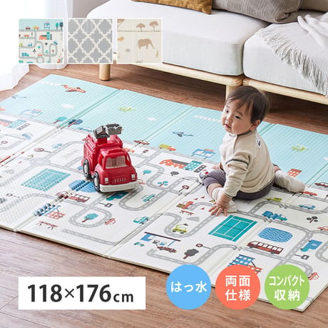 プレイマット クッションプレイマット 折りたたみ 子供 遊び場 洗える 水洗い 撥水 はっ水 リバーシブル やわらかい クッション性 防音対策 軽量 軽い コンパクト収納 収納袋付き アウトドア 公