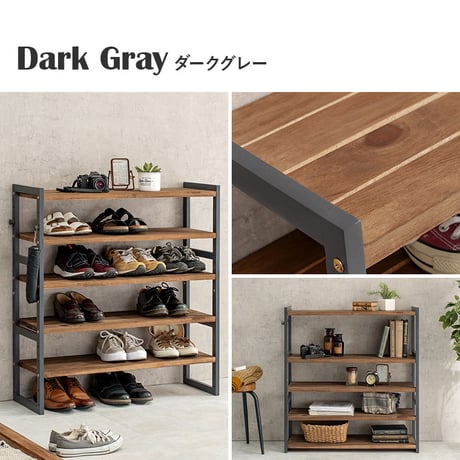 シューズラック MSS-6712 棚5段/ロータイプ 幅85×奥行28×高さ92cm ラック 可動棚 高さ調整 最大24足収納 フック2個付 天然木 サンダル ブーツ 靴 選べる1