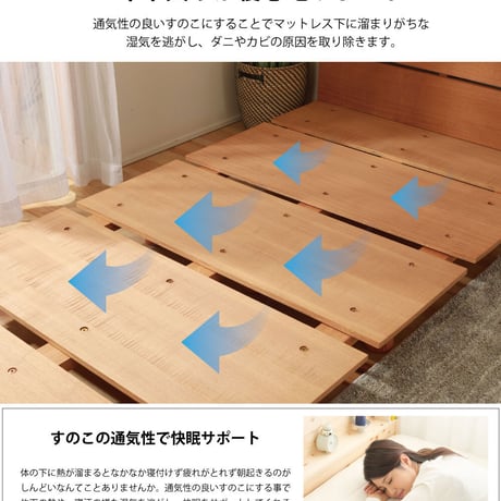 すのこベッド 木製 ローベッド 天然木 シングル セミダブル ダブル パイン材 ナチュラル ブラウン 棚 ステージベッド フロアベッド スノコベッド マットレス付き