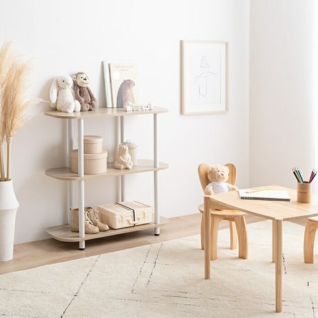 パラム オープンラック オープンシェルフ 本棚 可愛い 韓国インテリア 丸い 収納 高さ44cm テレビ台 ロータイプ テレビボード 組立簡単 工具不要 2段 アジャスター 間仕切り パーテーション