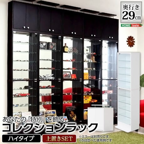 コレクションラック 本体+上置きセット 浅型ハイタイプ 奥行き19cm コレクションケース 壁面収納 ディスプレイケース フィギュアラック フィギュアケース 魅せて収納 ミニカー