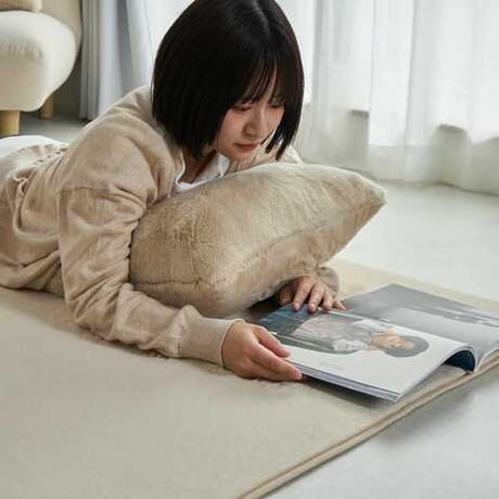 クッションカバー クッション 約30×50cm フェイクファー フェイクラビットファー 洗える あったか カバー 無地 シンプル 起毛 ピロー リボン 秋 冬 リビング 寝室 フェイク ムートン ボ