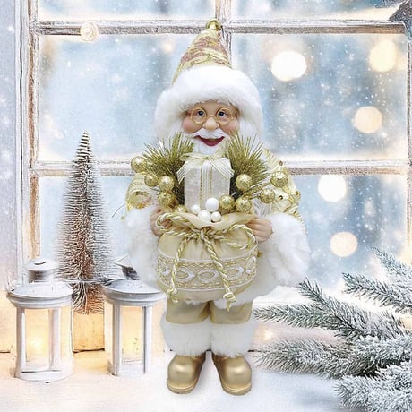 ヨーロピアンスタイルサンタクロース ゴールド 高さ50cm クリスマス クリスマスグッズ オーナメント ノエル 人形 ドール 北欧 置物
