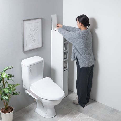 トイレ収納 スリム トイレラック 薄型 15cm 引き出し付き すき間収納ラック トイレットペーパー 12ロール キャスター付き サニタリー 省スペース トイレブラシ収納 収納棚 収納家具 コーナー
