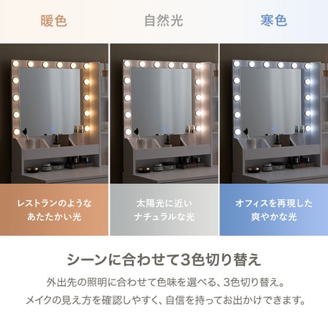 ドレッサー 幅85cm 女優ドレッサー 鏡付き ミラー付き スツールセット 椅子付き LEDライト付き コンセント付き 収納棚 大容量 デスク 机 引き出し収納 小物収納 雑貨収納 木目調 寝室 一