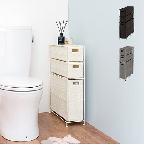 トイレットペーパーホルダー 幅16.5cm ホワイト ダークブラウン グレー トイレラック トイレ収納 トイレットペーパー 隙間収納 隙間 収納 超スリム バスケット3個 おしゃれ