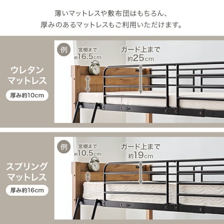 ロフトベッド MB-5157 MB-5158 システムベッド シングル ロータイプ ハイタイプ 階段 ハシゴ 子供 2口コンセント 宮棚 棚付き 収納 新生活 一人暮らし ワンルーム 子供部屋 コンパ