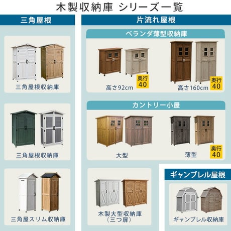 三角屋根収納庫 KGRS1600 <br> 160cm 木製 ウッド 物置 木製物置 収納庫 屋外 収納  倉庫 スリム  diy ベランダ 庭 ナチュラル おしゃれ