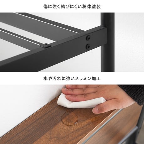 【シングル】コンセント&宮棚付きパイプベッド(ボンネルマットレス付き)