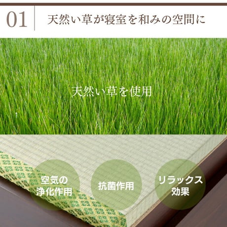 ベッド 木製 ベッドフレーム 日本製 い草張り 照明付き 収納ベッド ハイタイプ 42cm 引き出し 収納 い草 照明付き シングル セミダブル ダブル ナチュラル ダークブラウン 高さ 選べる 畳
