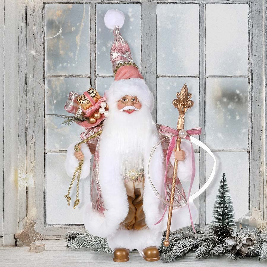 ヨーロピアンスタイルサンタクロース ピンク 高さ30cm クリスマス