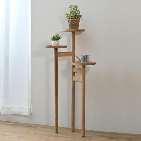 ステップトレイテーブル チーク 無垢材 フラワースタンド 木製 観葉植物 テーブル トレイ 収納 ラック 天然素材 木製 3段 スリム 和モダン アジアン ナチュラル カントリー 玄関 リビング 組