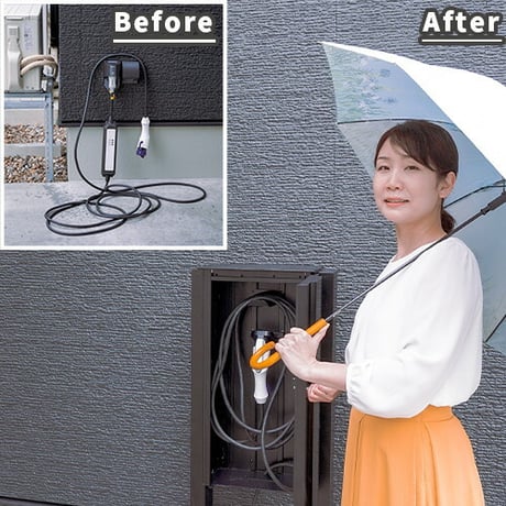 EVボックス 家庭用 充電器 EV車 コンパクト 盗難防止 屋外設置 防水 高耐久 簡単設置 急速充電 スマート制御 省エネ 安心設計 壁掛け 日本製 保証付き 電気工事不要