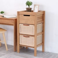 アジアン家具 チェスト 収納 キャビネット シェルフ ラック ラタン バスケット 天然素材 チーク無垢木製 籐 3段 スリム アジアン 衣類洋服収納 シャツ収納 北欧 韓国インテリア アジアン ナチ