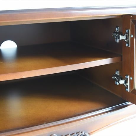 テレビ台 幅105cm テレビボード アンティーク おしゃれ ローボード 完成品 TV台 木製 引き出し 脚付き 収納家具 天然木 彫刻 PALMAアンティークブラウン マホガニーのTVボード105
