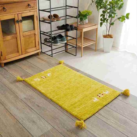 玄関マット 室内 50x80cm ミニラグ ホノカ 6色対応 玄関 ラグ おしゃれ 屋内 ウール100％ ラグマット ウールラグ 長方形 ギャッベ 手織り 防炎 オールシーズン シンプル 50×80