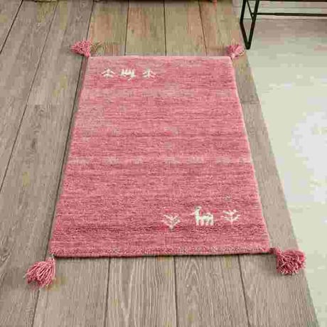玄関マット 室内 50x80cm ミニラグ ホノカ 6色対応 玄関 ラグ おしゃれ 屋内 ウール100％ ラグマット ウールラグ 長方形 ギャッベ 手織り 防炎 オールシーズン シンプル  50×8