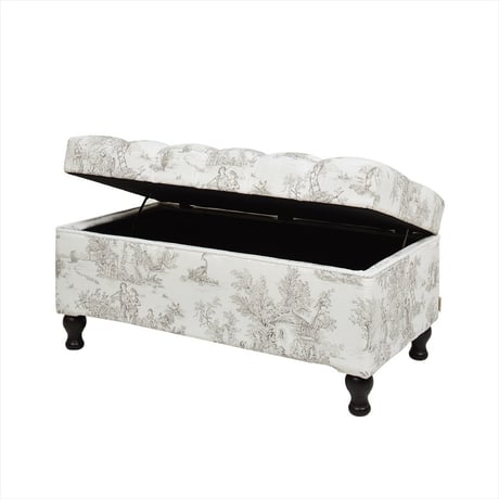 ジェニファーテイラー ベンチ 収納付き Toile de Jouy トワル ド ジュイ ロココ調 アンティーク調 ヨーロピアン クラシック インテリア ファブリック 布 エレガント おしゃれ 輸入家